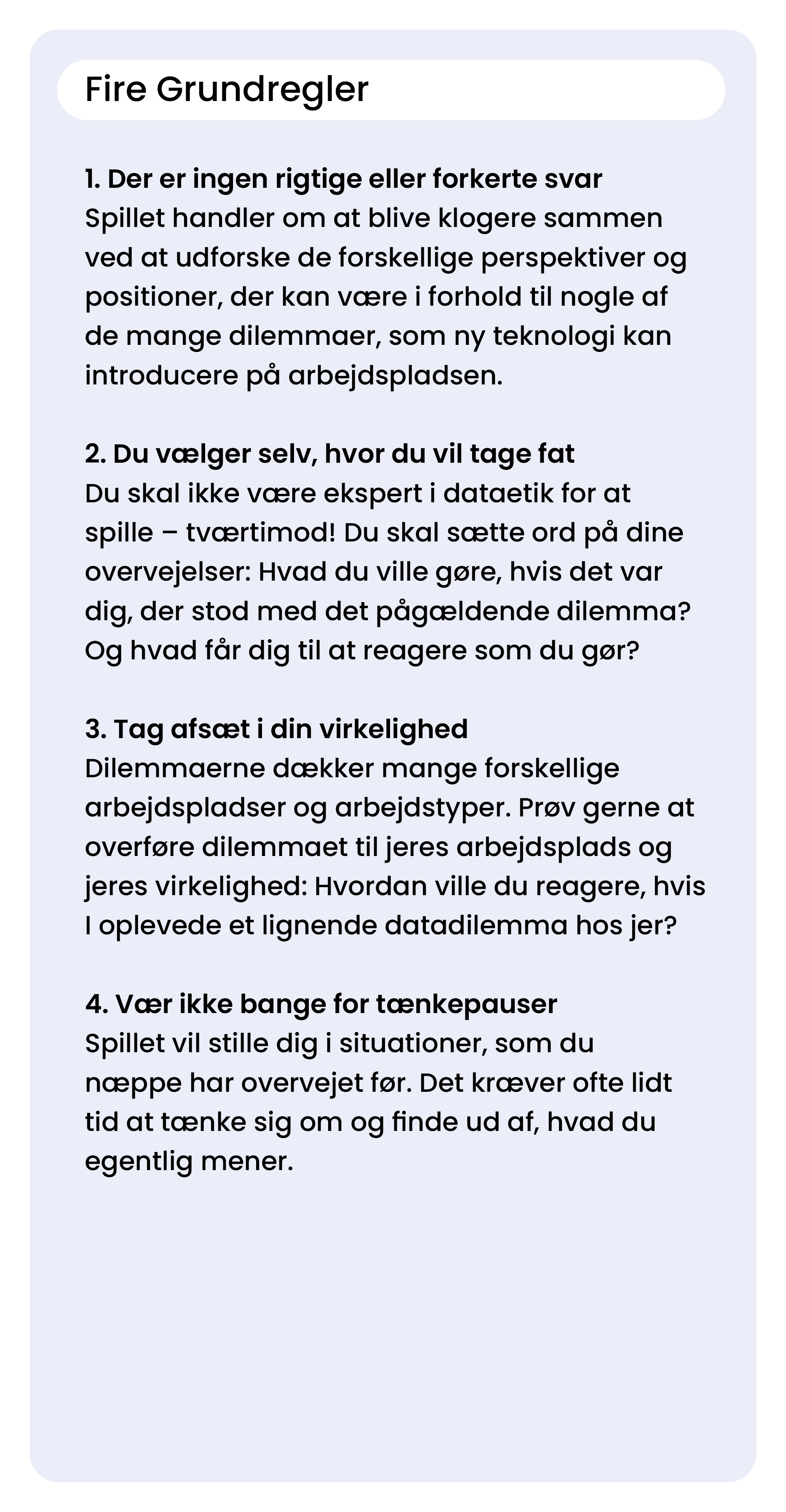 Grundregler – Dataetik på Spil